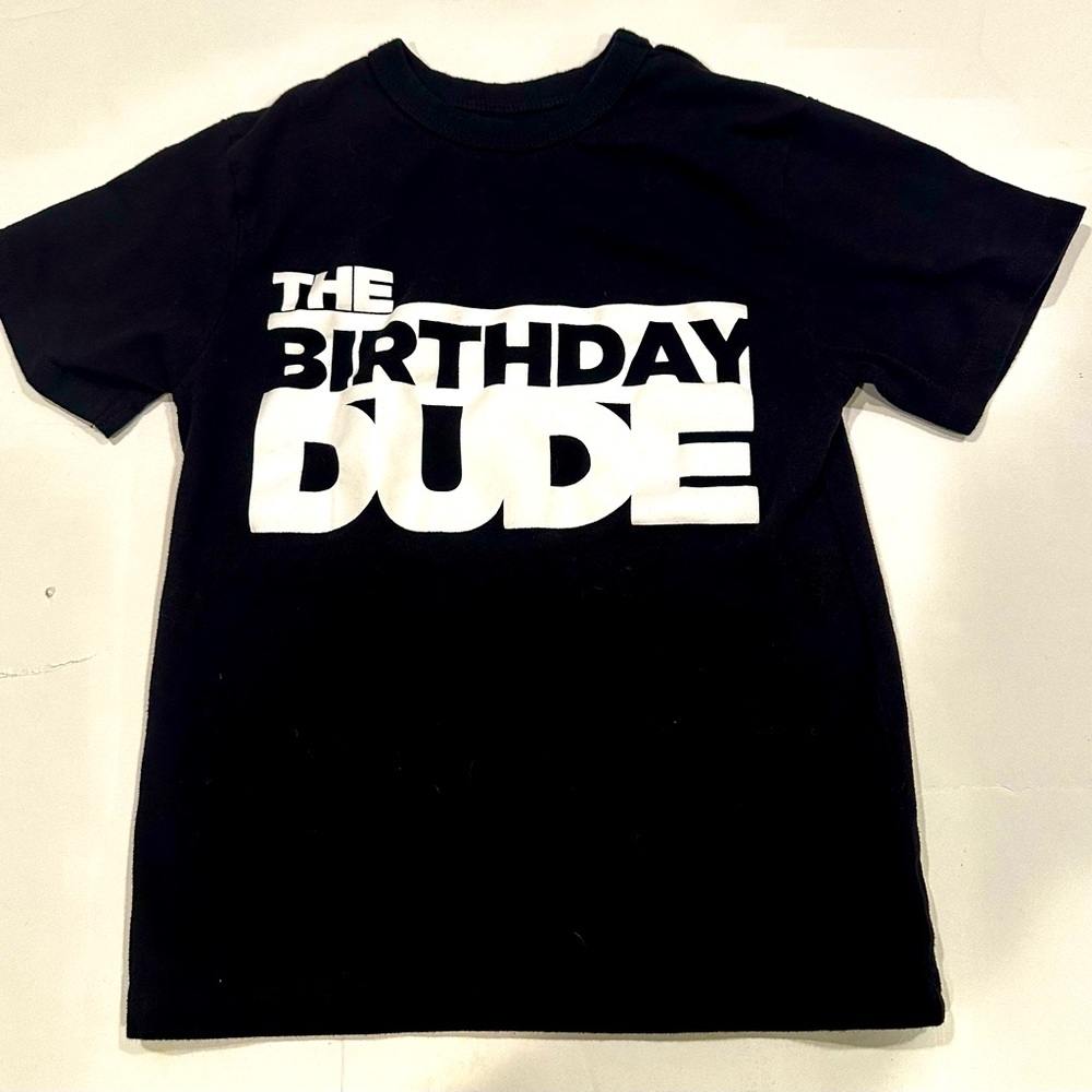 XS - Size 4 Children’s Place Black and White “Birthday Dude” Birthday Shirt